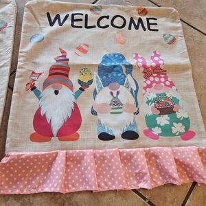 Easter Chair Back Covers Set of 2 Gnomes 20.5" x 18.5"  Spring Decor